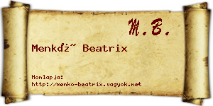 Menkó Beatrix névjegykártya