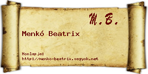 Menkó Beatrix névjegykártya